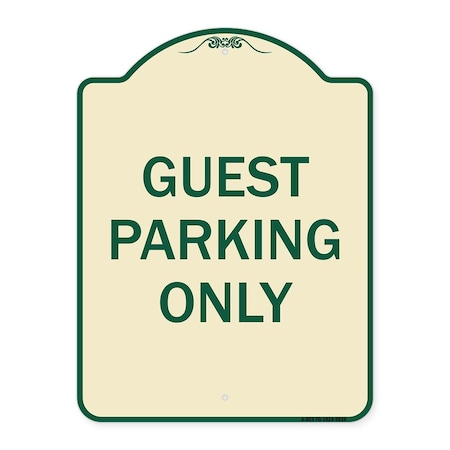 Designer Series-Guest Parking Only, Tan & Green Heavy-Gauge Aluminum